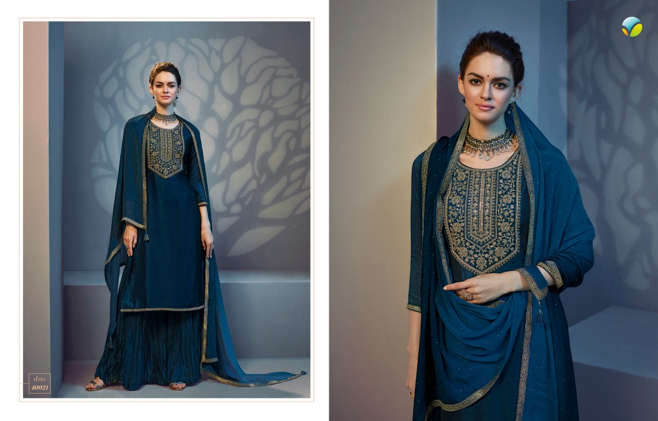 vinay fashion tumbaa roza silk festive look top bottom with dupatta catalog