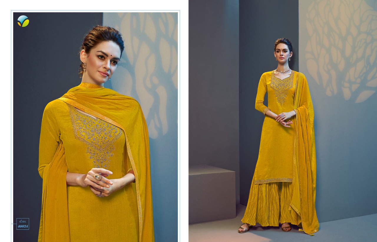 vinay fashion tumbaa roza silk festive look top bottom with dupatta catalog