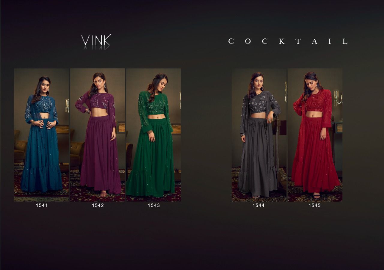 vink cocktail  georgette innovative style top with jacket and skirt catalog