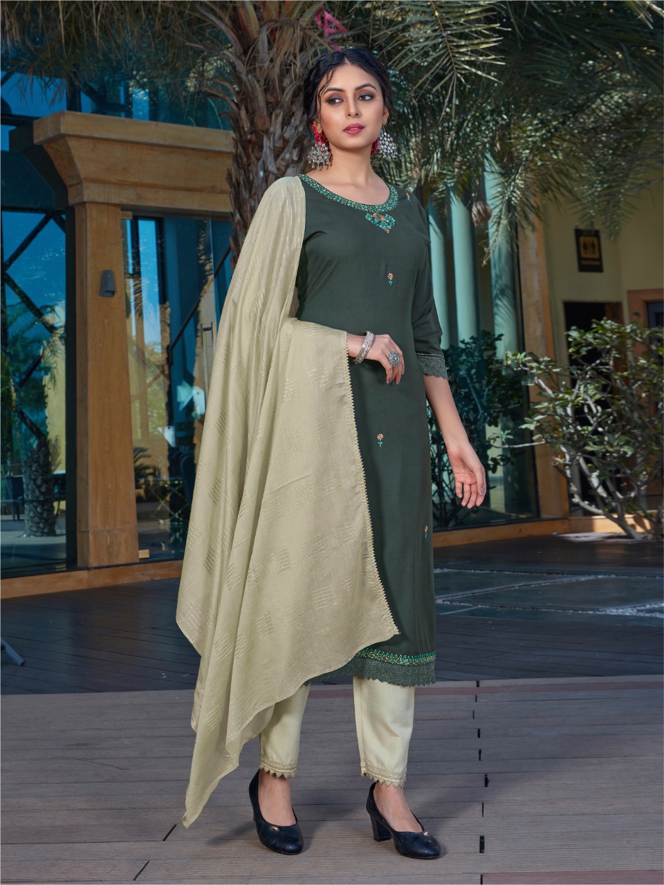 vitara fashion dream girl rayon elegant top with pant and dupatta catalog