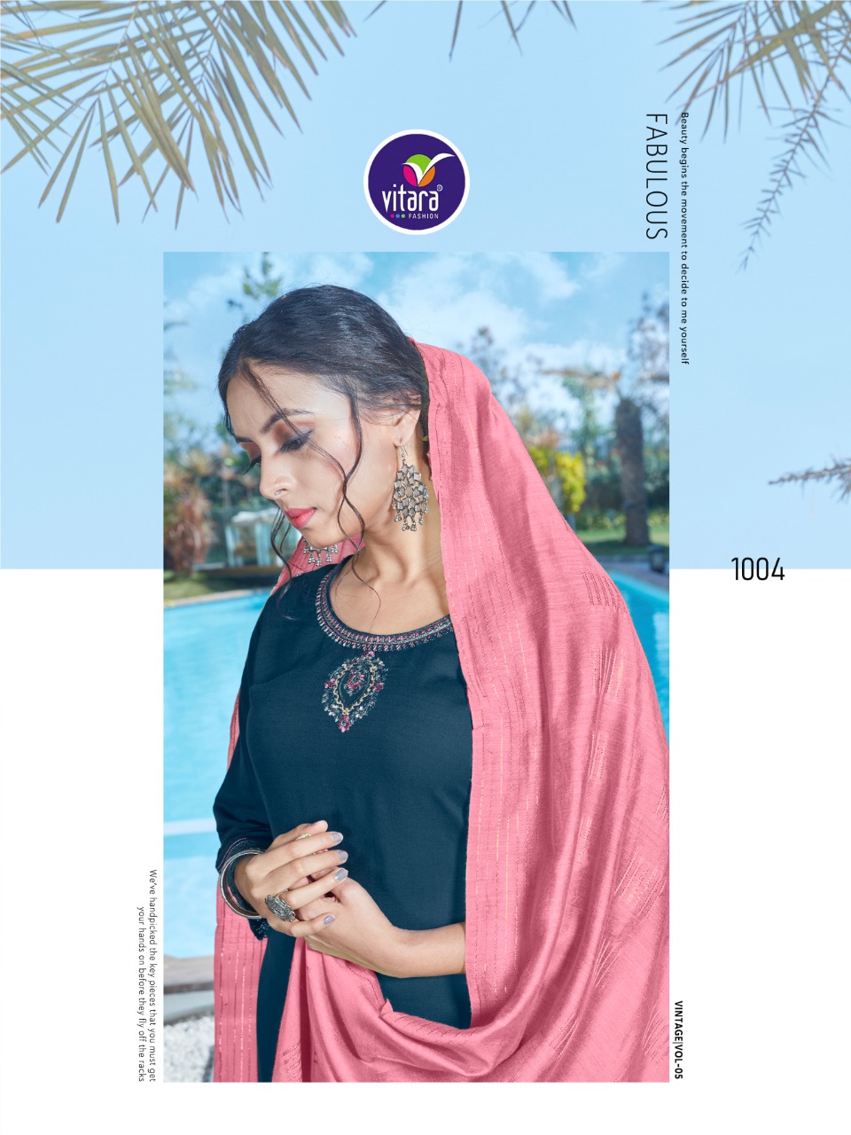 vitara fashion dream girl rayon elegant top with pant and dupatta catalog