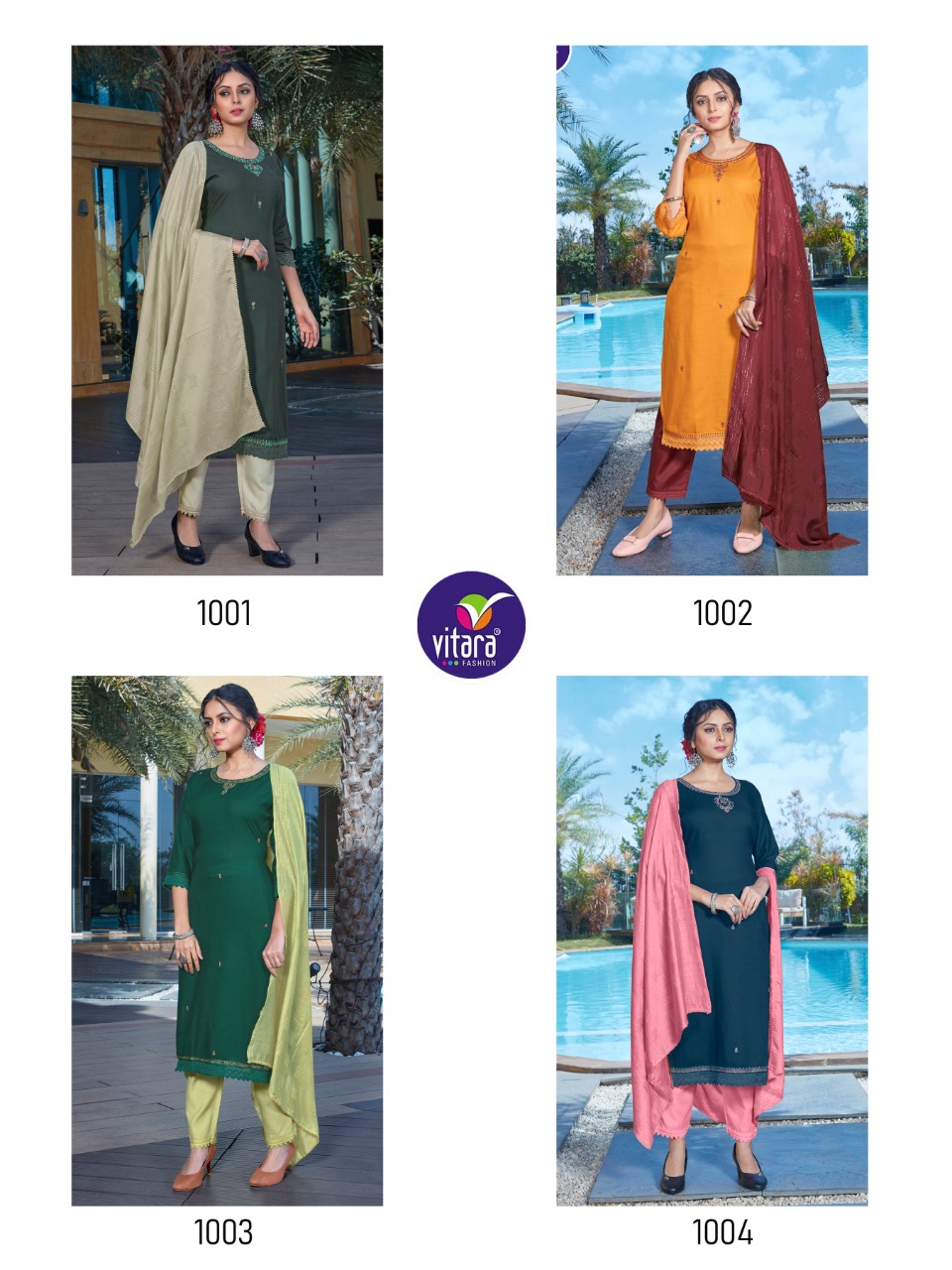 vitara fashion dream girl rayon elegant top with pant and dupatta catalog