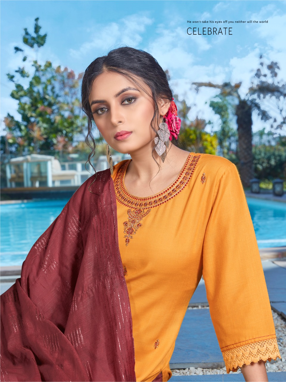 vitara fashion dream girl rayon elegant top with pant and dupatta catalog