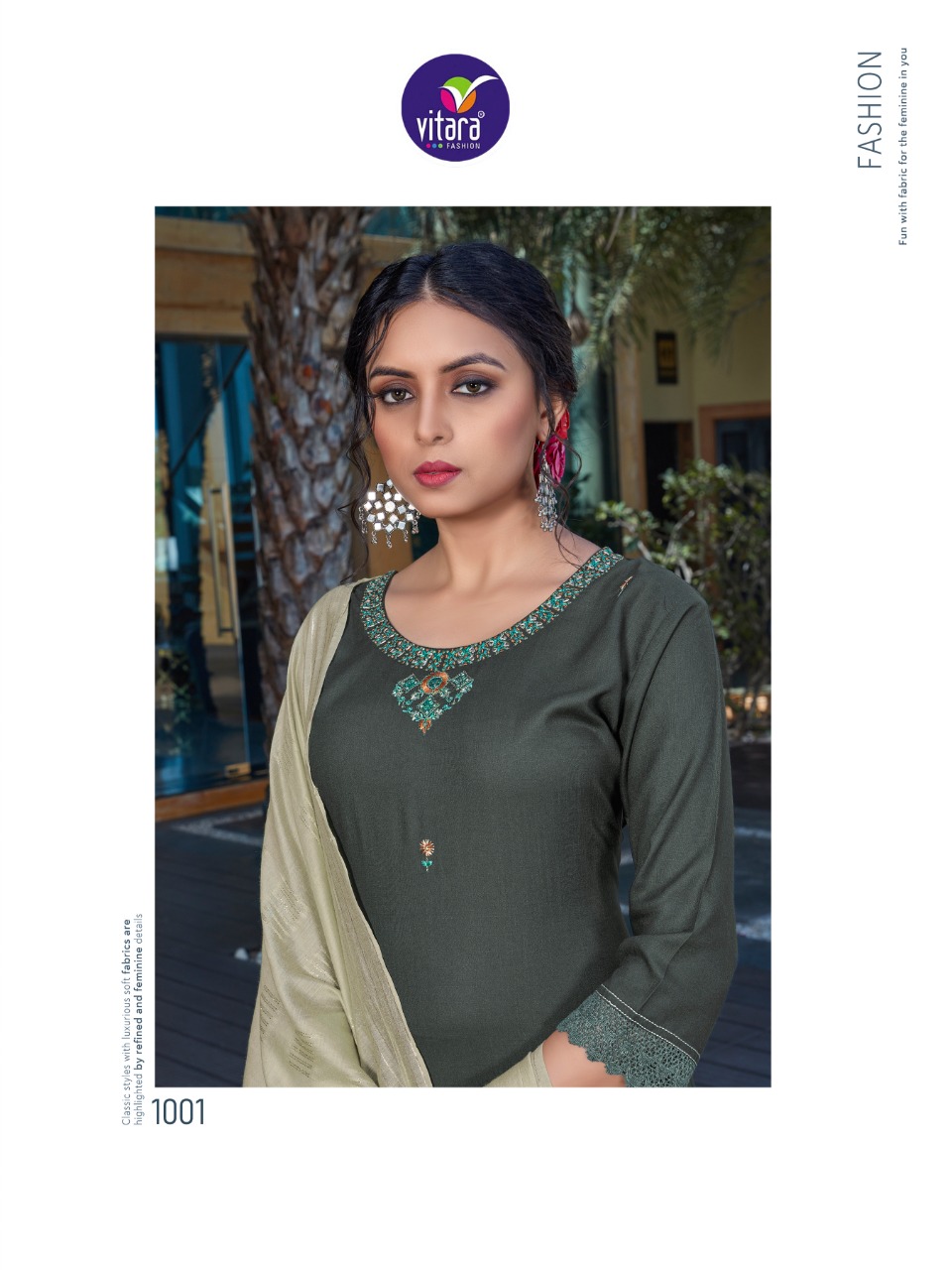 vitara fashion dream girl rayon elegant top with pant and dupatta catalog