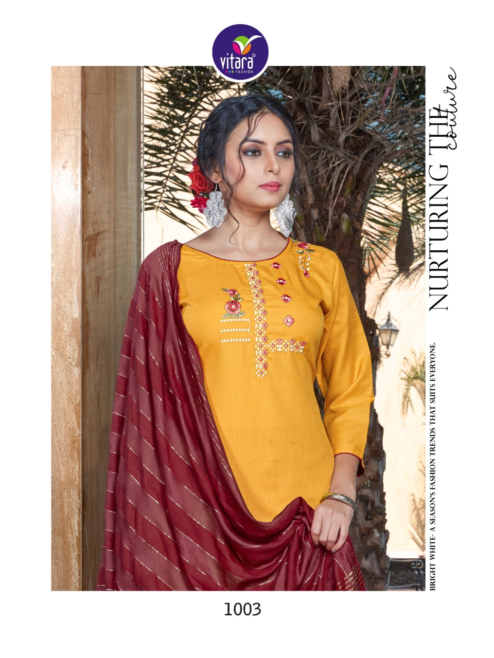 vitara fashion ultron  magic slub innovaive style top bottom with dupatta catalog