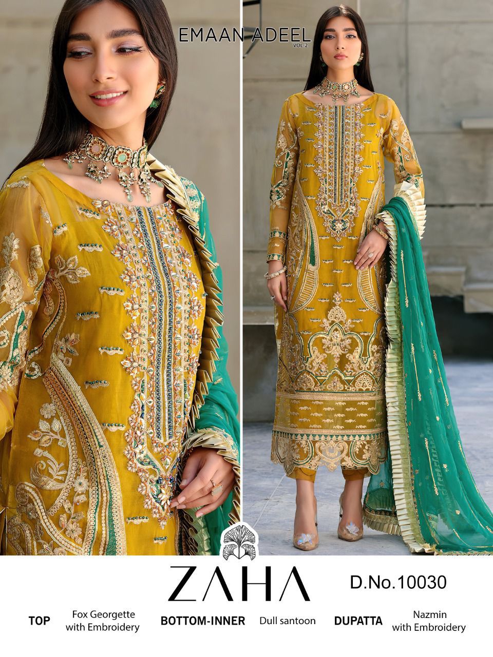 zaha emaan adeel vol 2 georgette astonishing salwar suit catalog