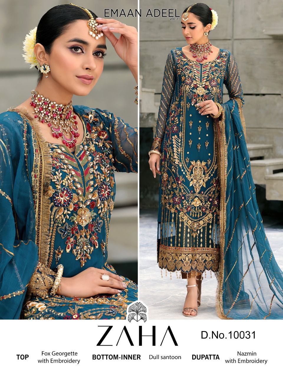 zaha emaan adeel vol 2 georgette astonishing salwar suit catalog