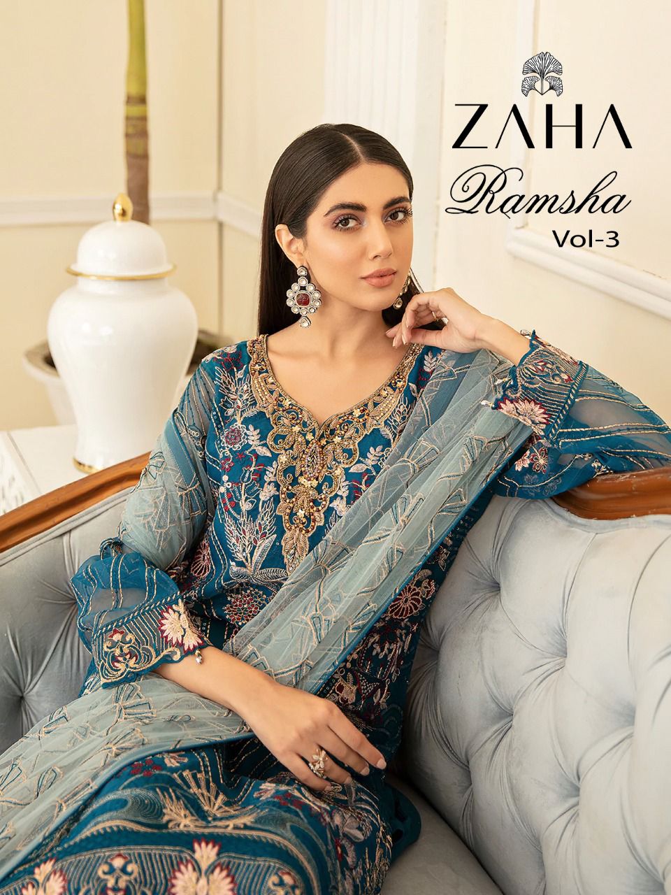 zaha ramsha vol 3 georgette elegant salwar suit catalog