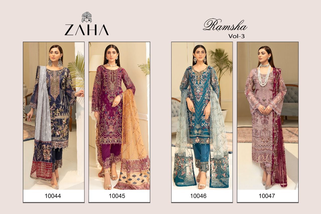 zaha ramsha vol 3 georgette elegant salwar suit catalog