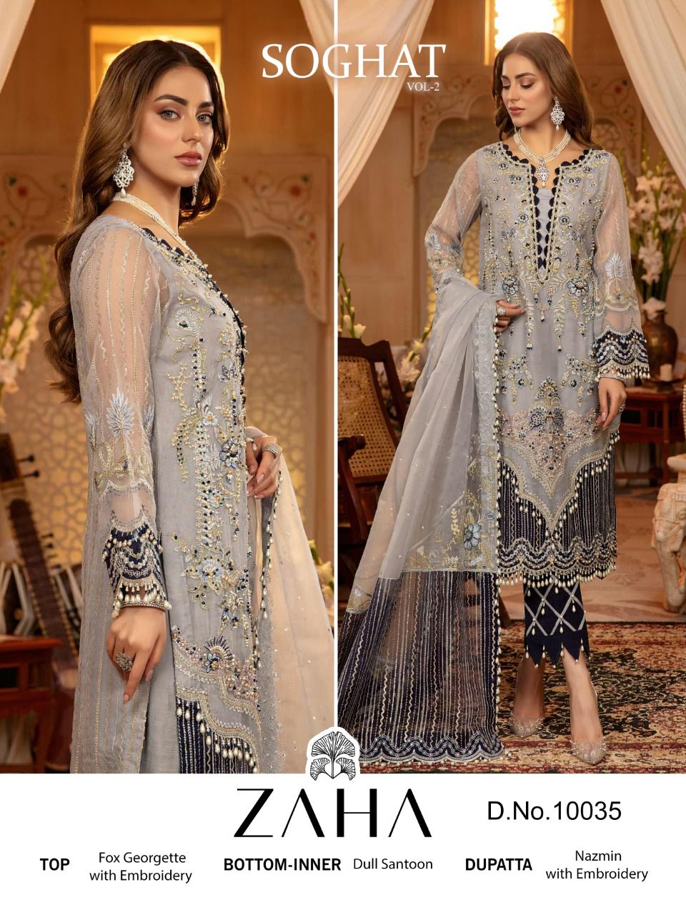 zaha soghat vol 2 georgeete catchy look salwar suit catalog