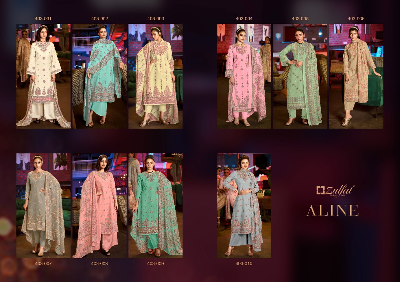 zulfat designer suit aline cotton elegant look salwar suit catalog