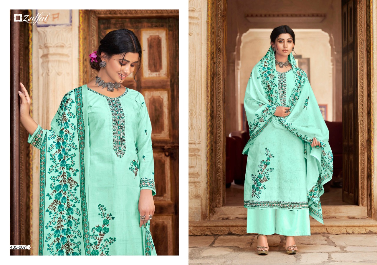 zulfat designer suit anishka cotton attrective print salwar suit catalog