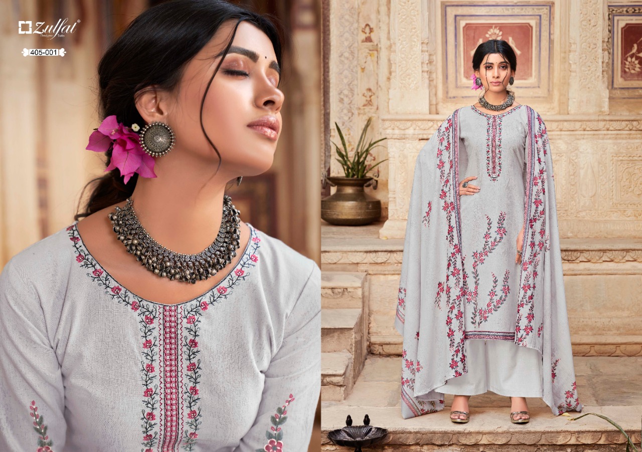 zulfat designer suit anishka cotton attrective print salwar suit catalog