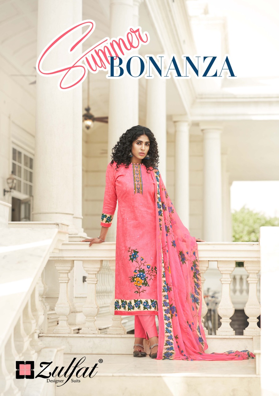 zulfat designer suit summer bonanza pure cotton elegant salwar suit catalog