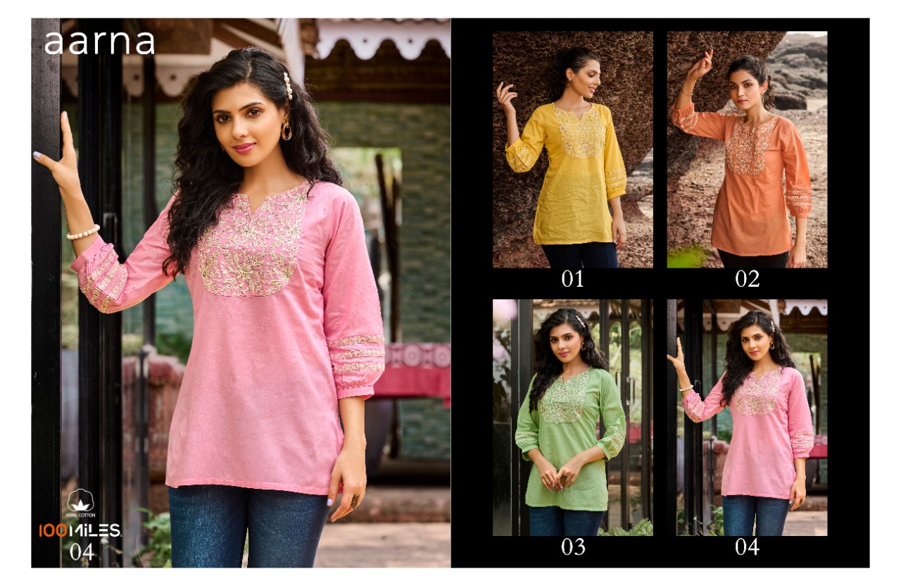 100 miles aarna cotton attractive kurti catalog