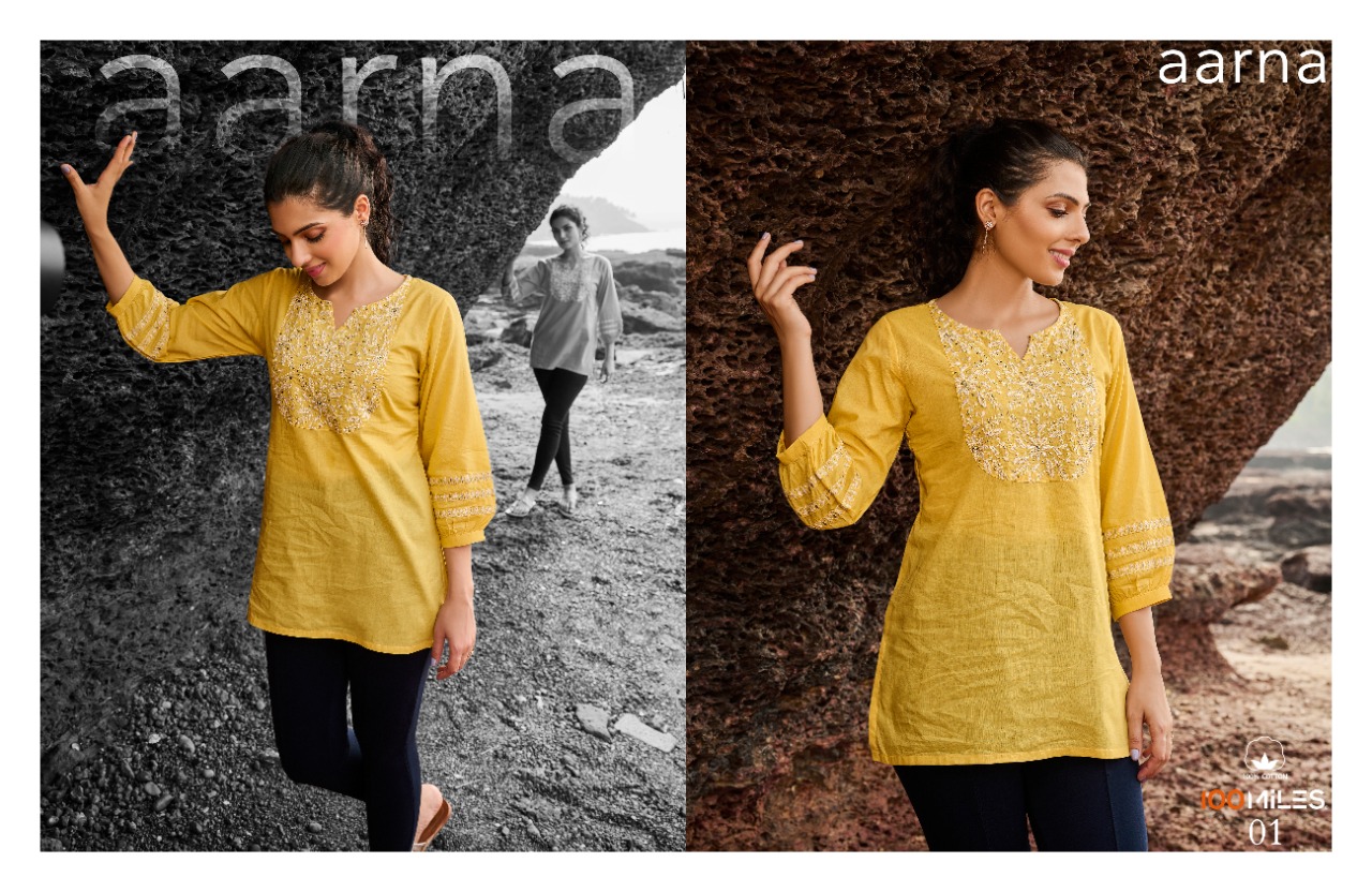 100 miles aarna cotton attractive kurti catalog