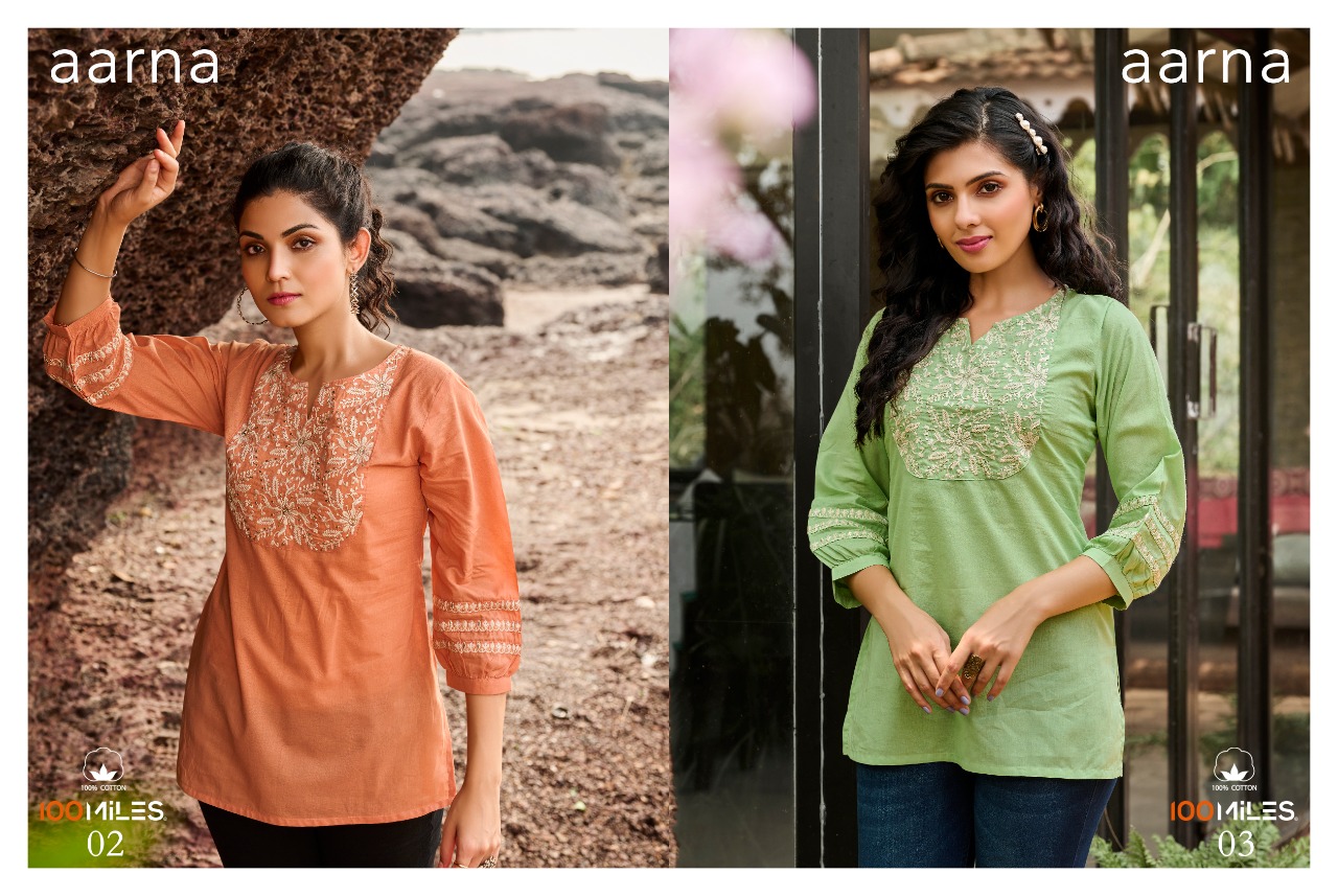 100 miles aarna cotton attractive kurti catalog