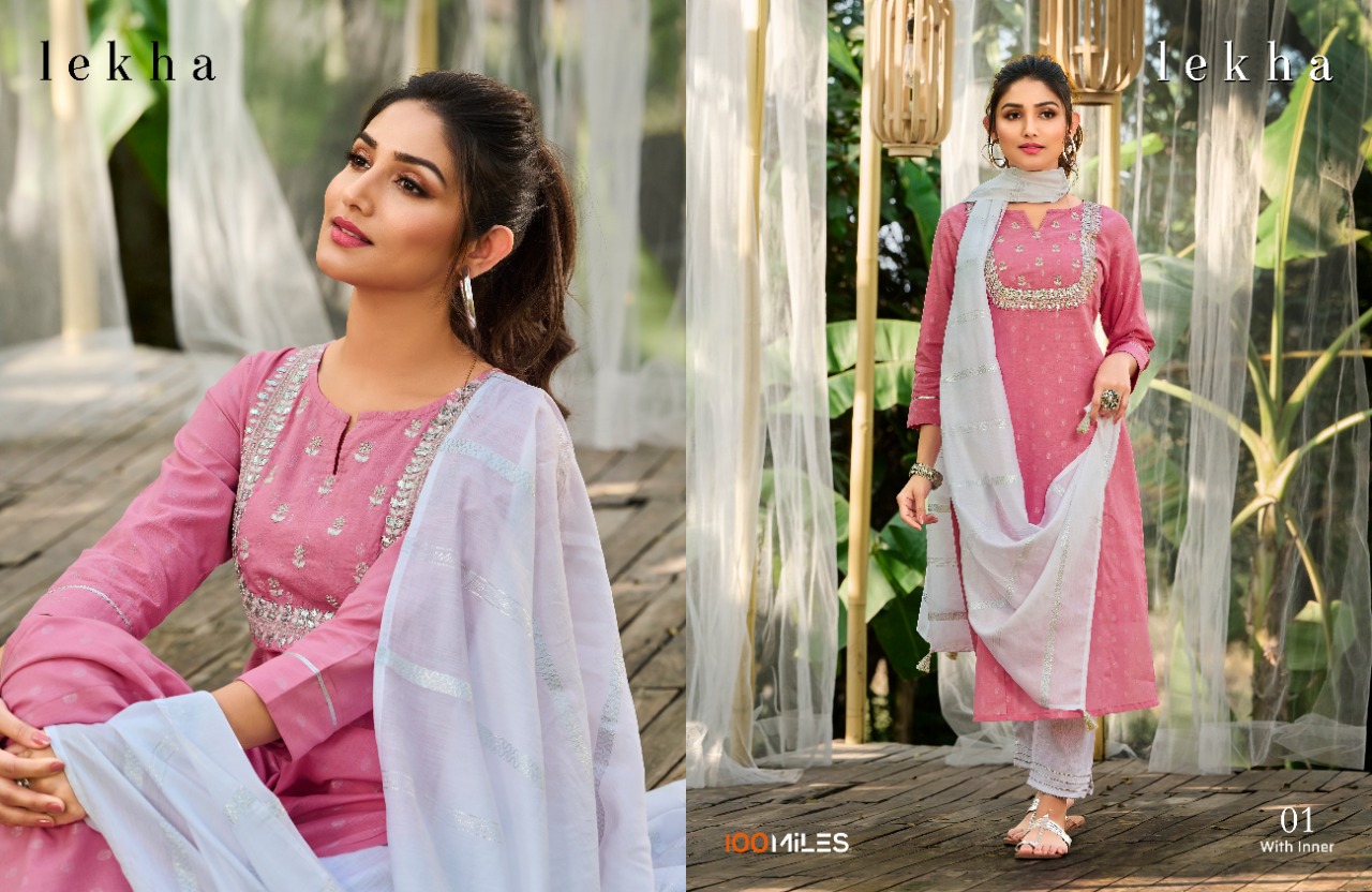 100 miles lekha cotton new and modern style top pent with dupatta catalog