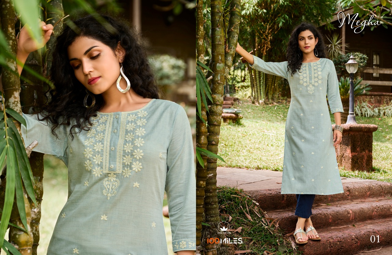 100 miles megha cotton elegant kurti catalog