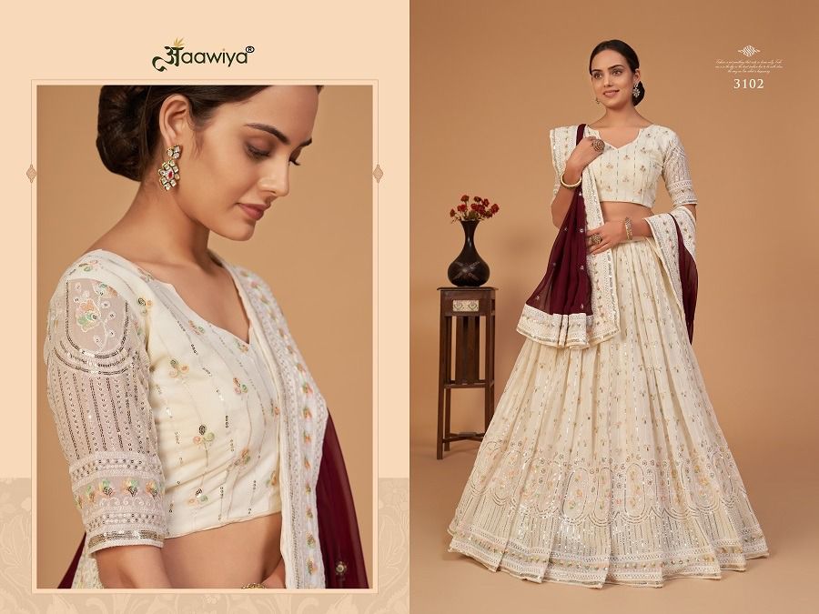 aawiya offical sanaya vol 1 georgette gorgeous look lehenga catalog