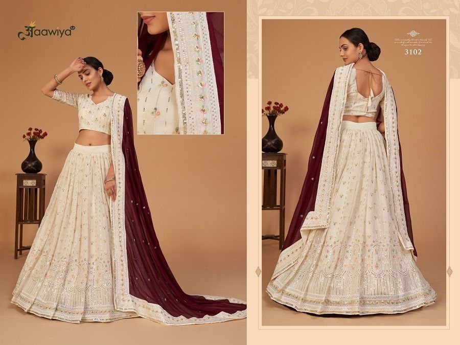 aawiya offical sanaya vol 1 georgette gorgeous look lehenga catalog