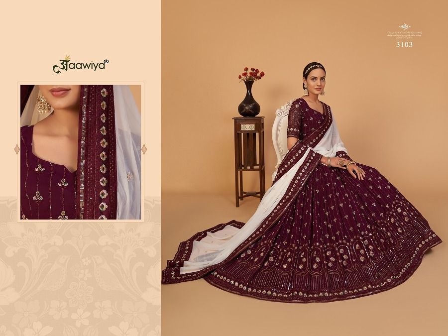 aawiya offical sanaya vol 1 georgette gorgeous look lehenga catalog