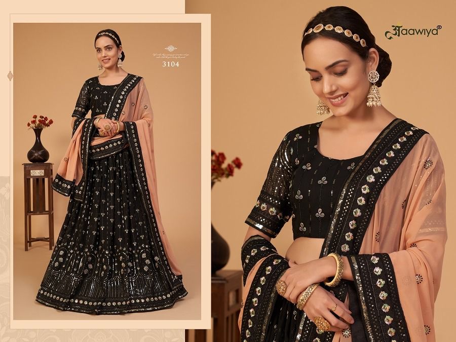 aawiya offical sanaya vol 1 georgette gorgeous look lehenga catalog