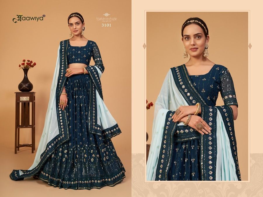 aawiya offical sanaya vol 1 georgette gorgeous look lehenga catalog