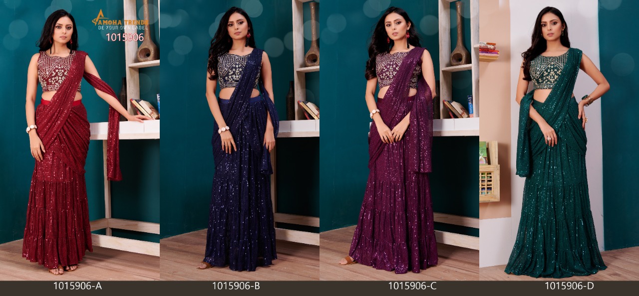 amoha trendz Design No 1015906 Imported Sequence  gorgeous look saree catalog