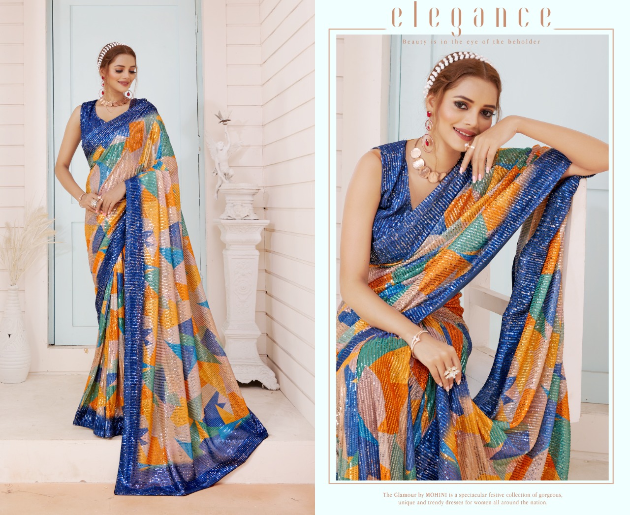 amoha trendz Design No DPS Imported Sequence with print gorgeous look saree catalog