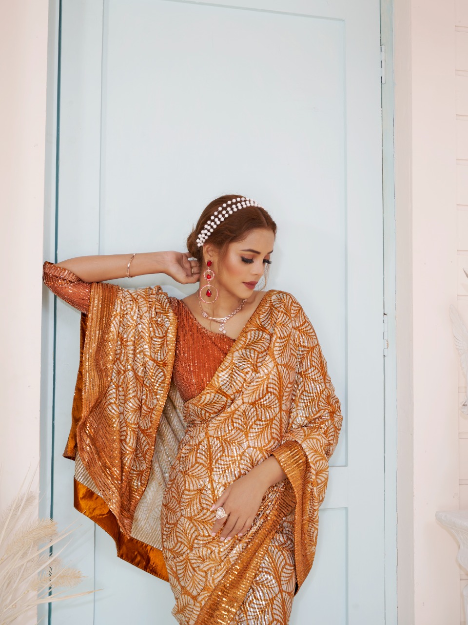 amoha trendz Design No DPS Imported Sequence with print gorgeous look saree catalog