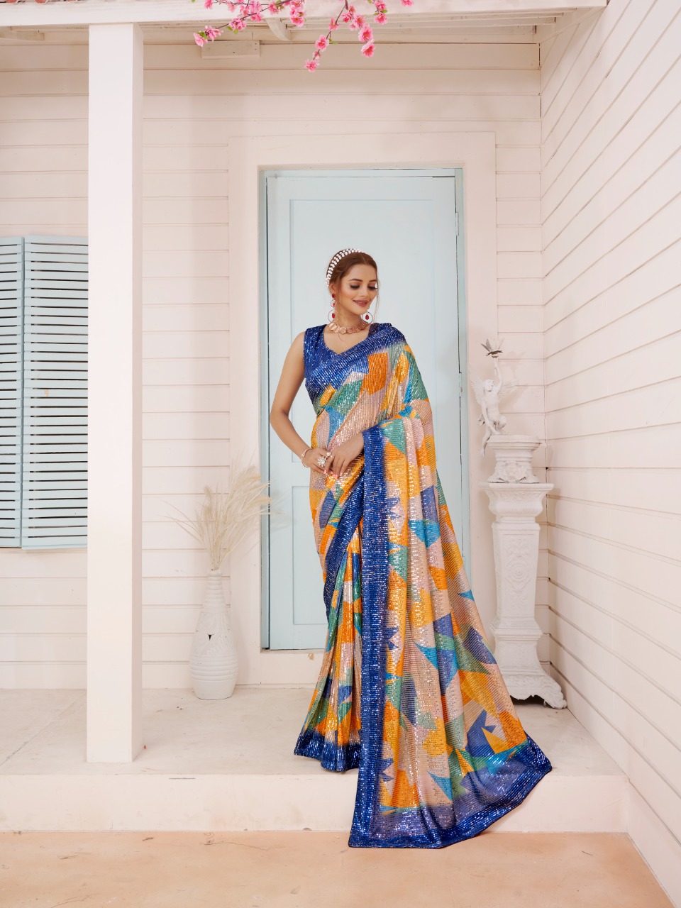 amoha trendz Design No DPS Imported Sequence with print gorgeous look saree catalog