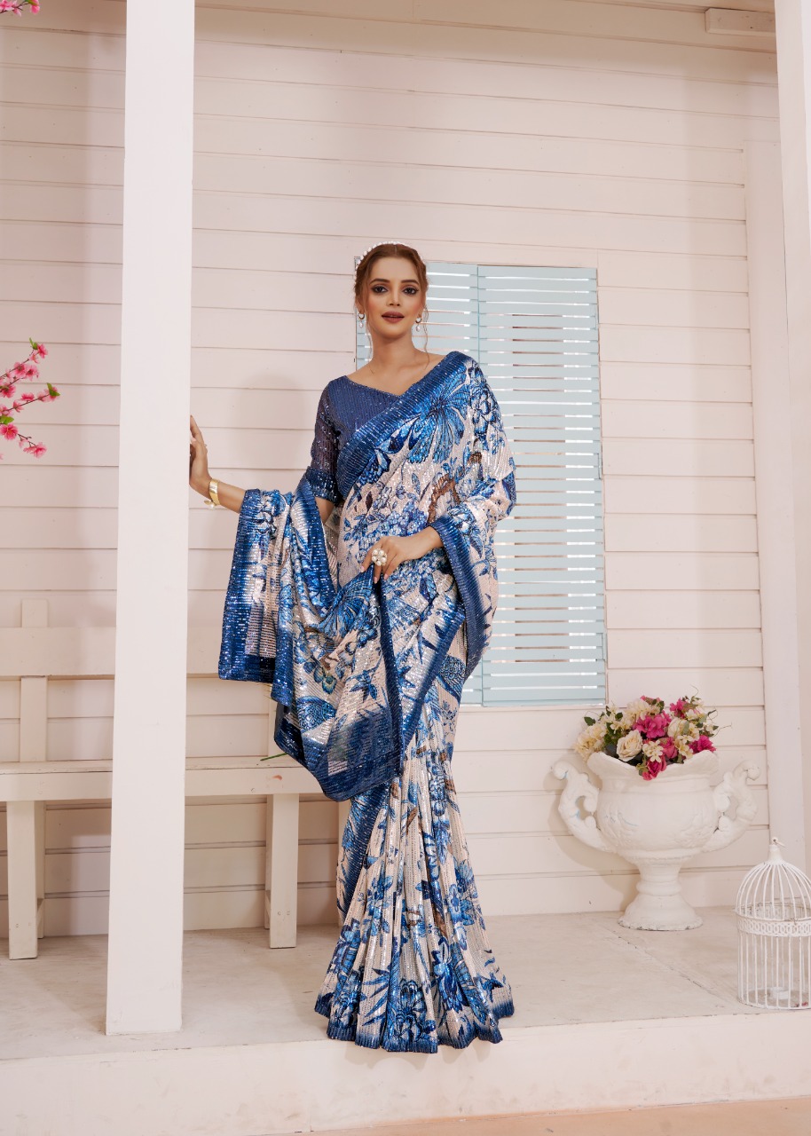 amoha trendz Design No DPS Imported Sequence with print gorgeous look saree catalog