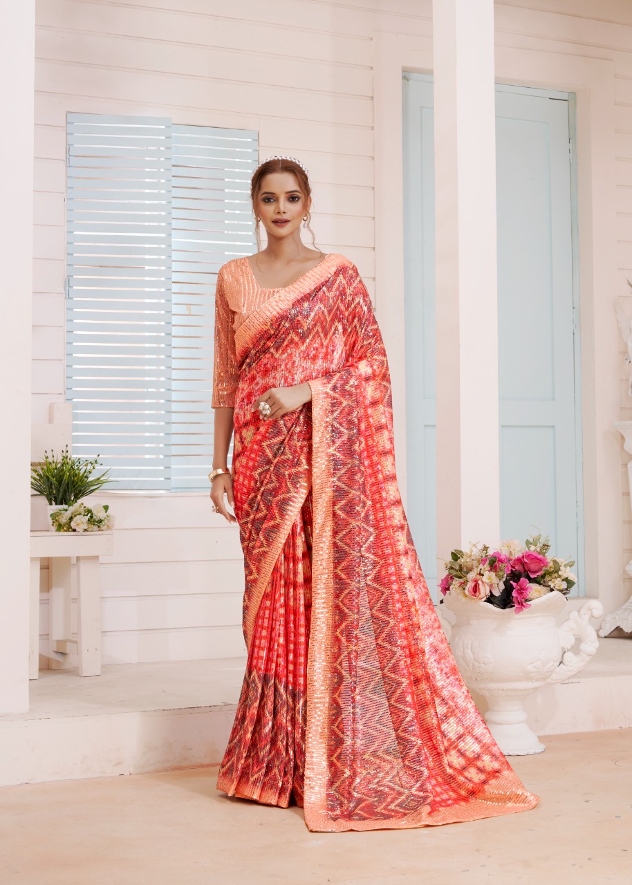 amoha trendz Design No DPS Imported Sequence with print gorgeous look saree catalog