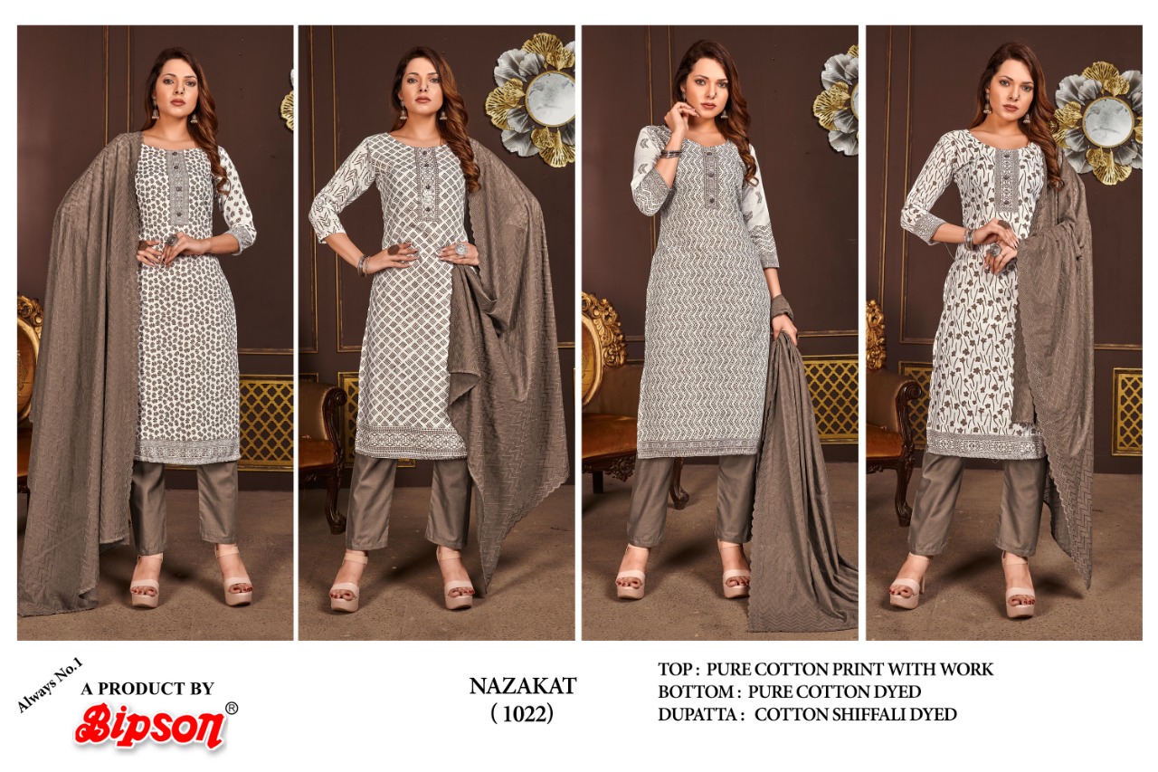 bipson nazakat 1022 cotton attractive salwar suit catalog