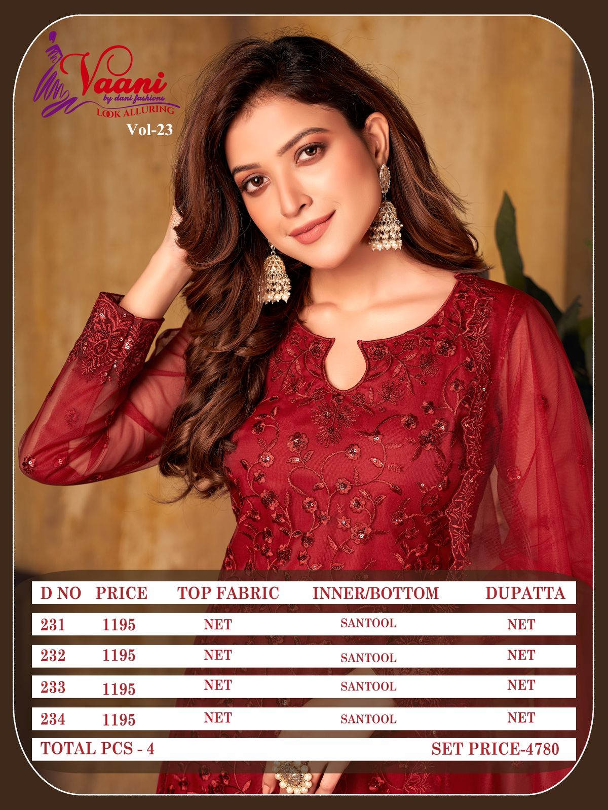 dani New Arrival Vaani  Vol  23 net gorgeous look salwar suit catalog