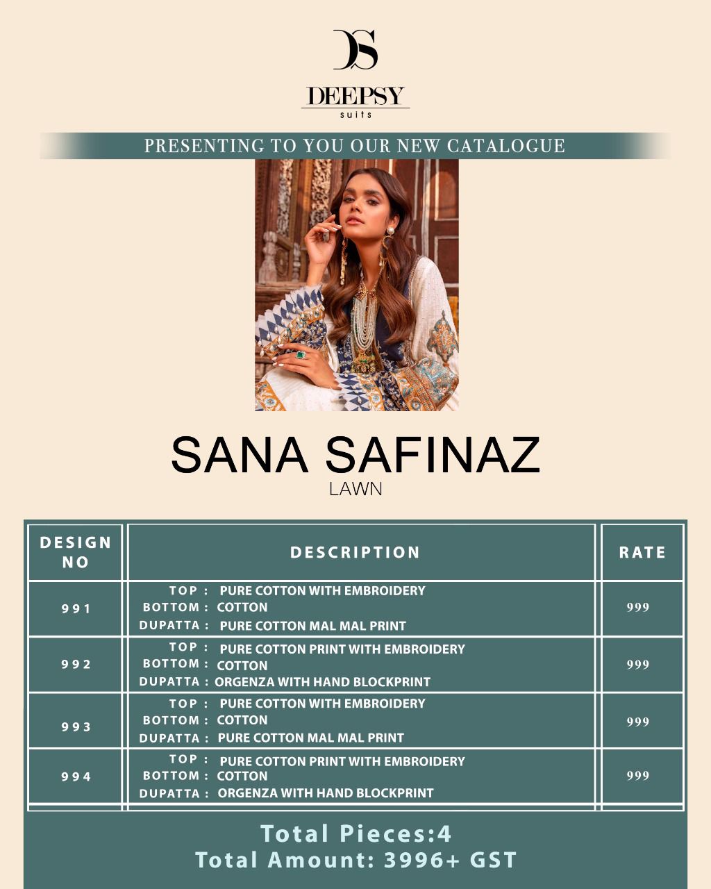 deepsy suit Sana Safinaz lawn 22 cotton authentic fabric salwar suit catalog