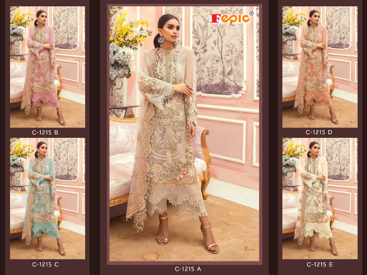 fepic rosemeen  c 1215 georgette regal look salwar suit catalog