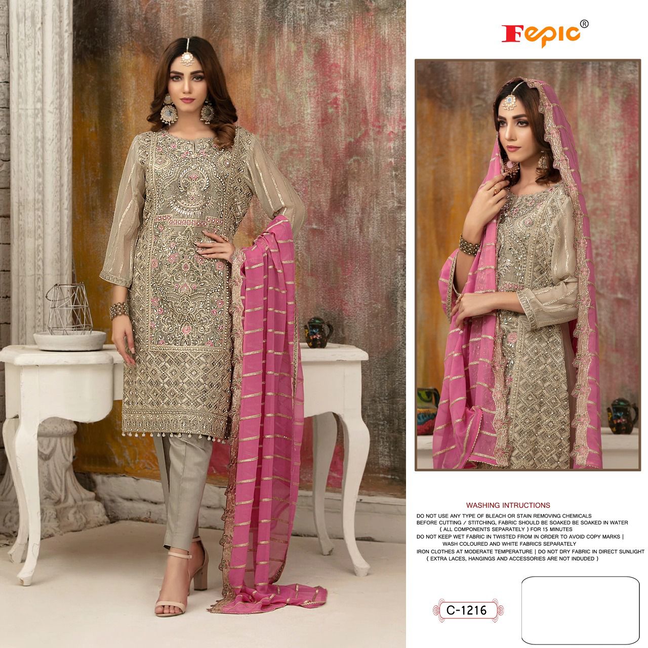 fepic rosemeen c 1216 Faux Embroidery heavy handwork attractive look salwar suit single