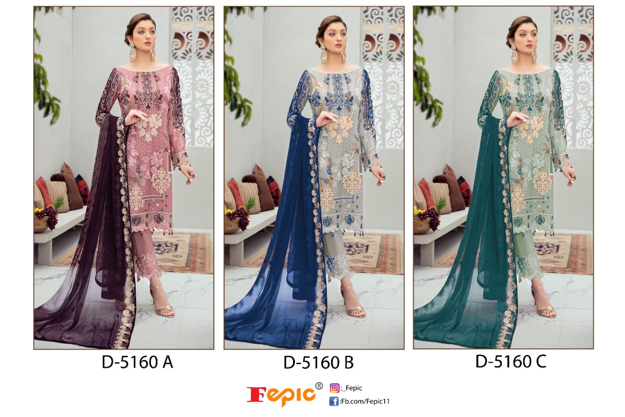 fepic rosemeen d 5160 georgette decent look salwar suit catalog