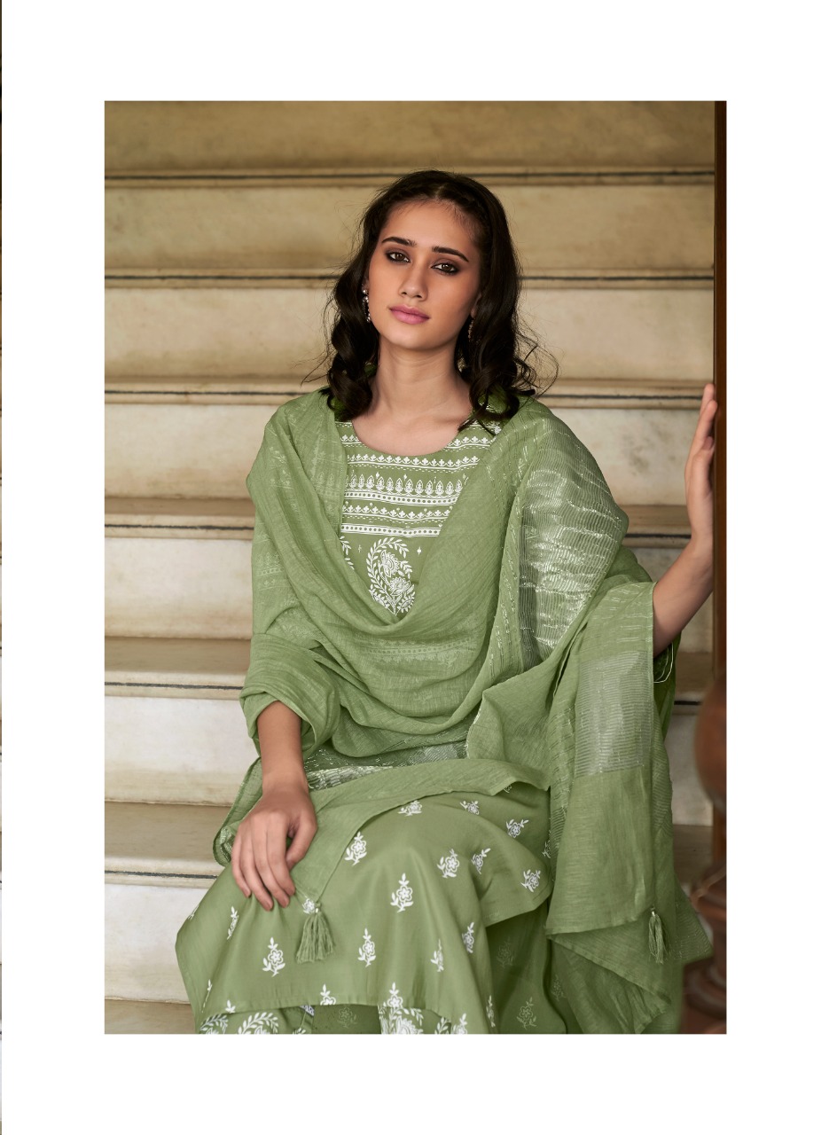 four buttons lemon 5 chanderi silk decent look and colour top bottom with dupatta catalog