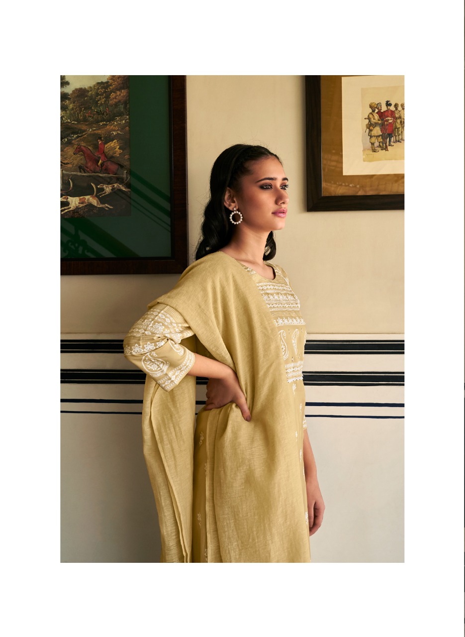 four buttons lemon 5 chanderi silk decent look and colour top bottom with dupatta catalog