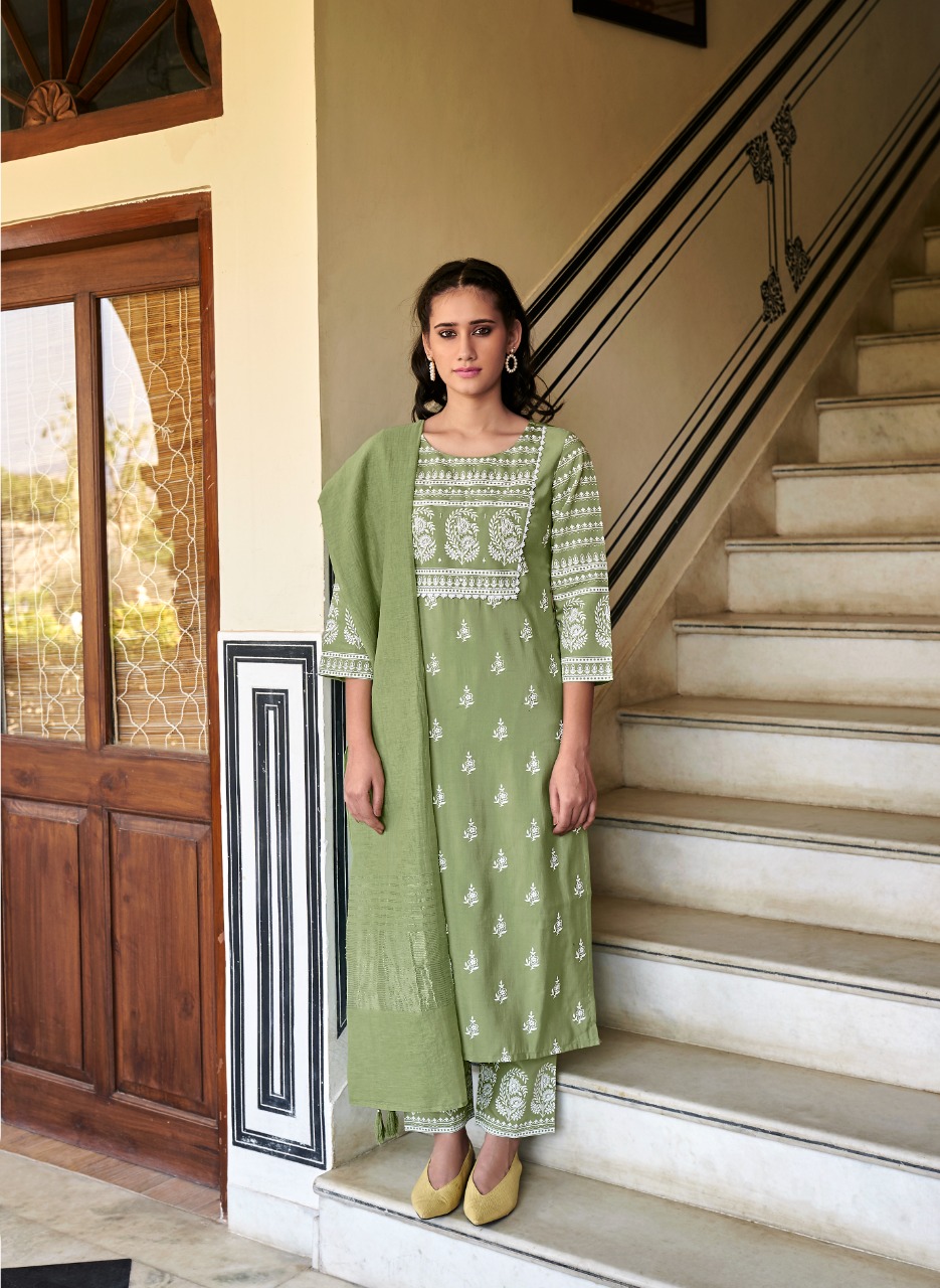 four buttons lemon 5 chanderi silk decent look and colour top bottom with dupatta catalog