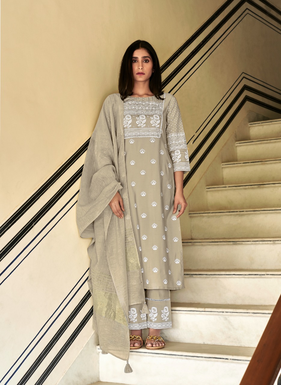 four buttons lemon 5 chanderi silk decent look and colour top bottom with dupatta catalog