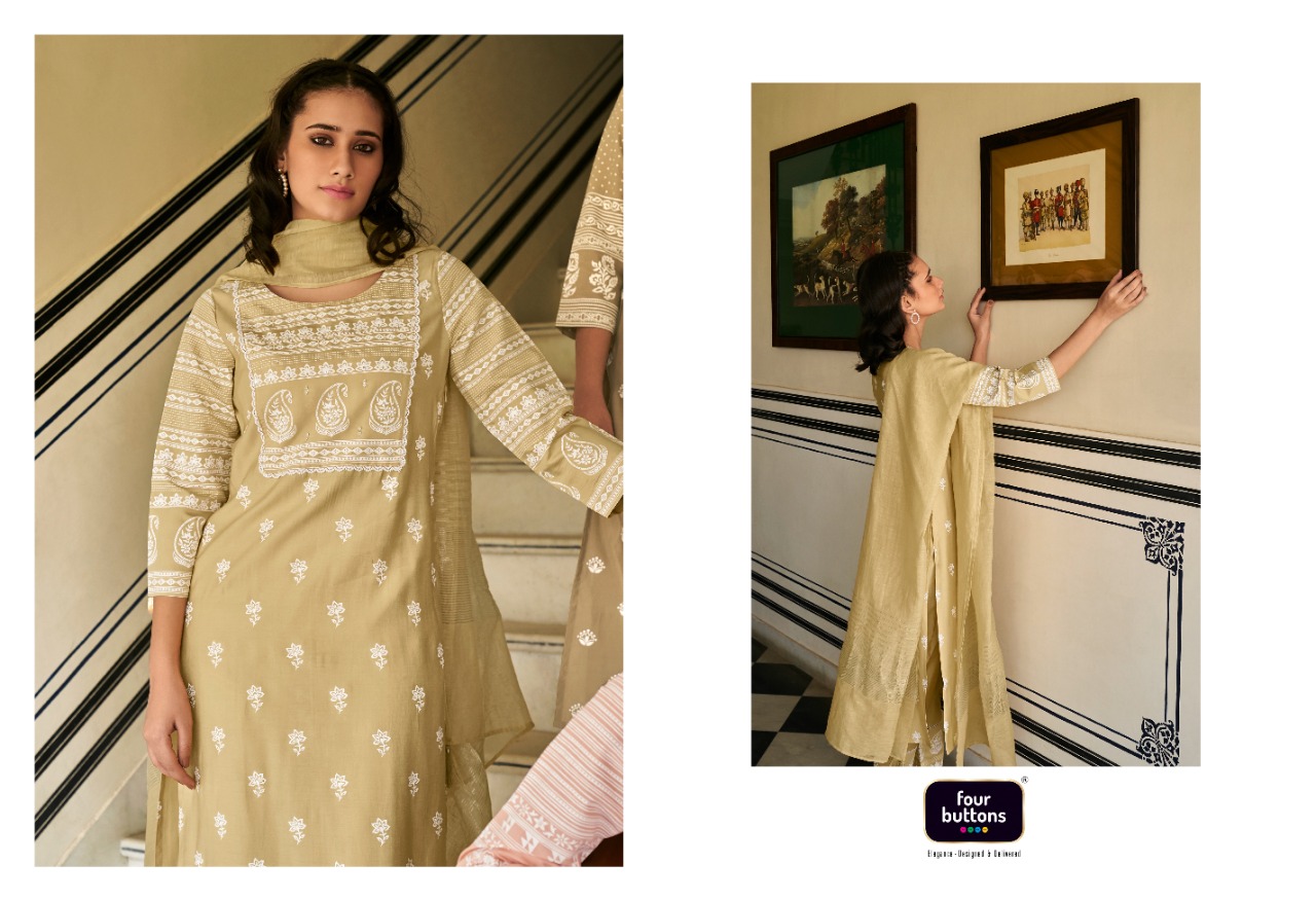 four buttons lemon 5 chanderi silk decent look and colour top bottom with dupatta catalog