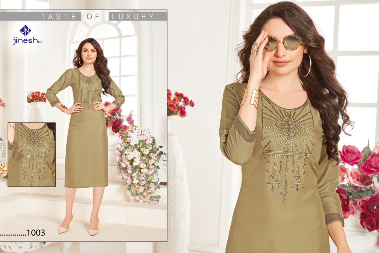 jinesh nx aaliya vol 1 rayon elegant kurti catalog