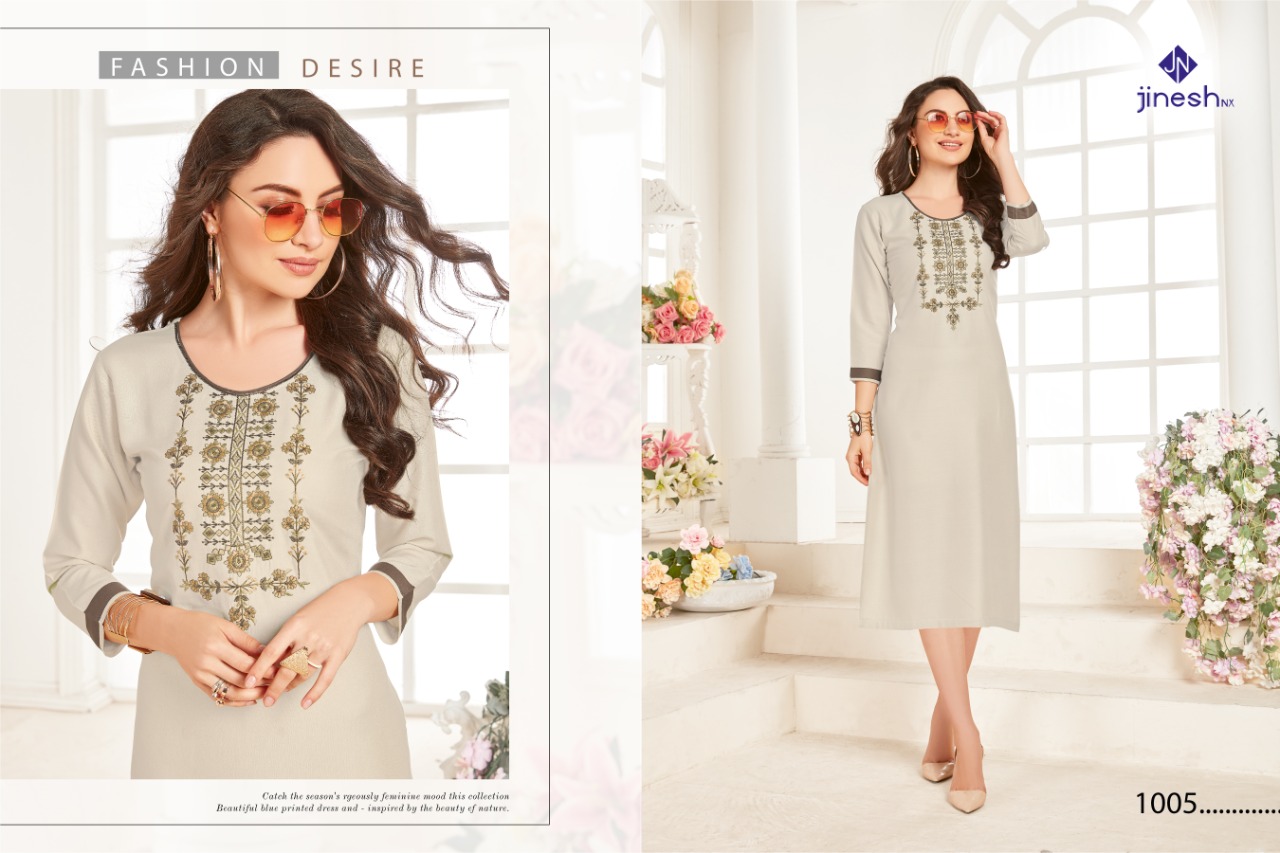 jinesh nx aaliya vol 1 rayon elegant kurti catalog