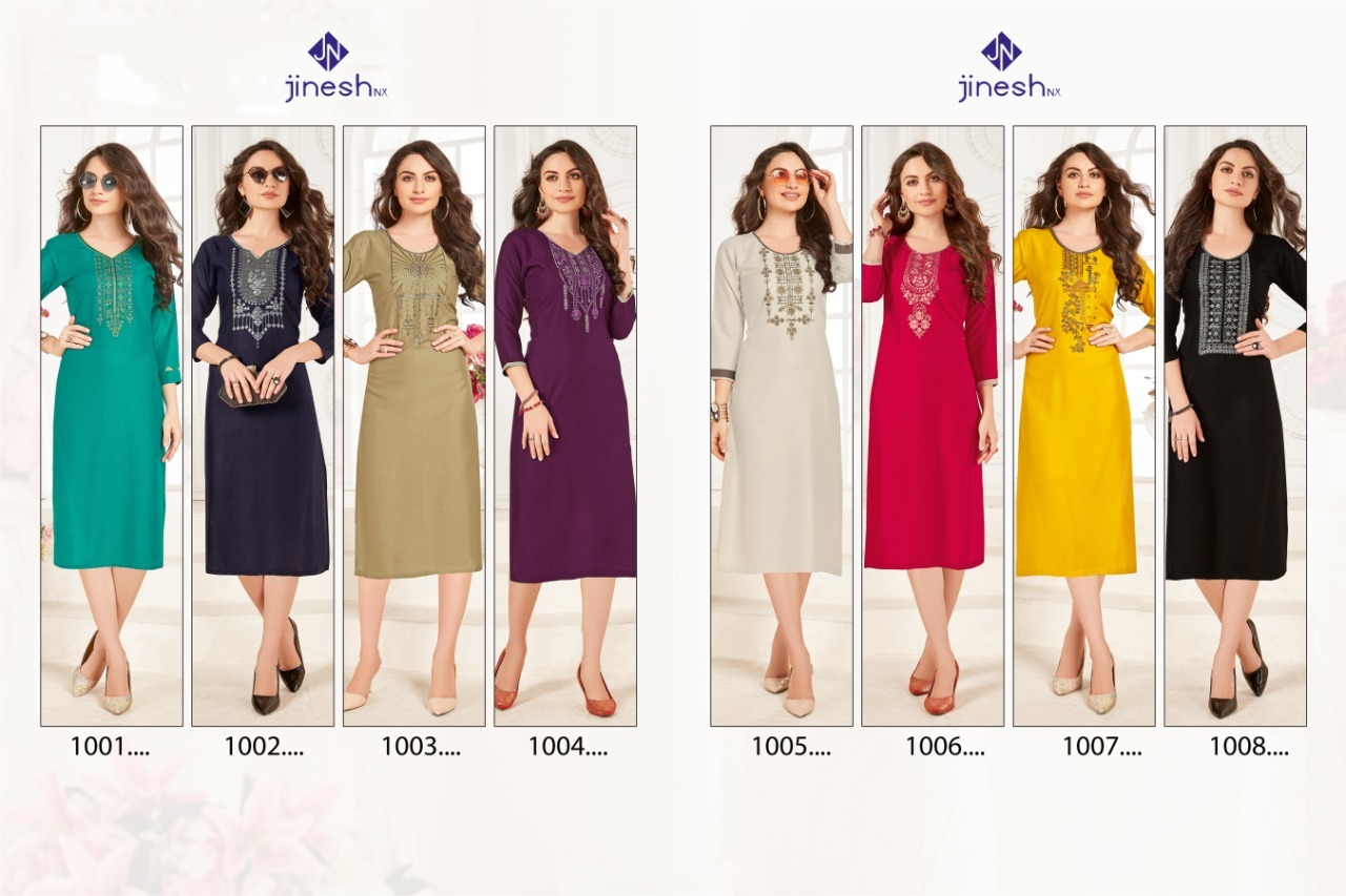 jinesh nx aaliya vol 1 rayon elegant kurti catalog