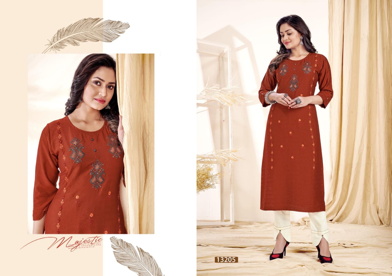 kalaroop by kajree creamy rayon elegant kurti catalog