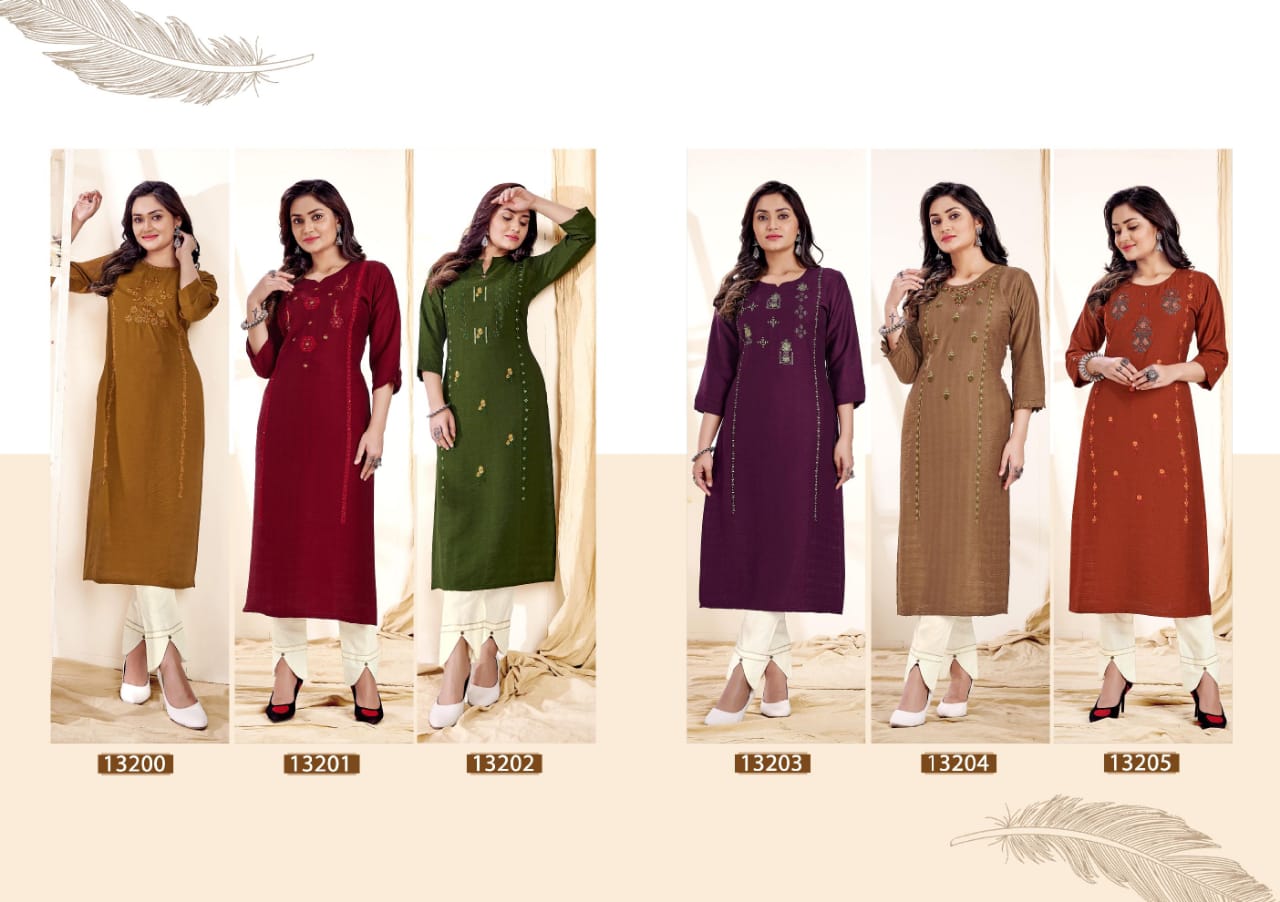 kalaroop by kajree creamy rayon elegant kurti catalog